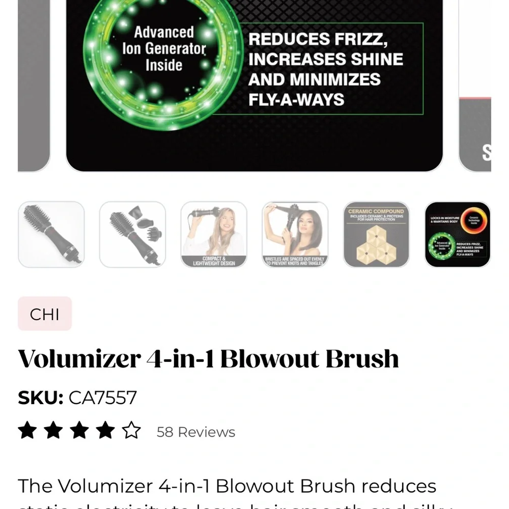 $125. CHI Black Volumizer 4-in-1 Blowout Brush top of the line. New never used! - Picture 8 of 16